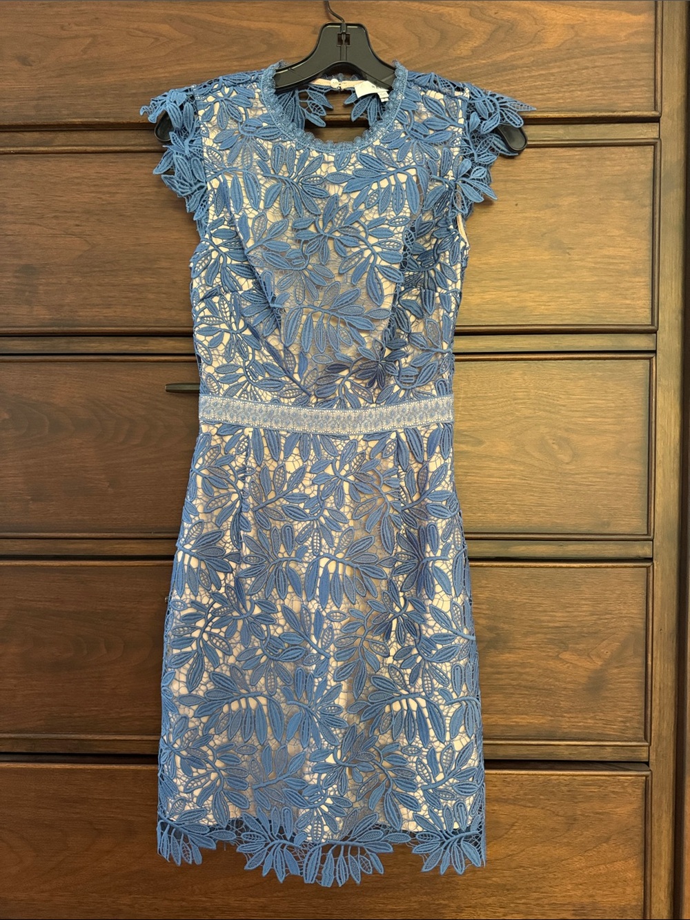 Reiss Blue Floral Lace Midi Dress, 2